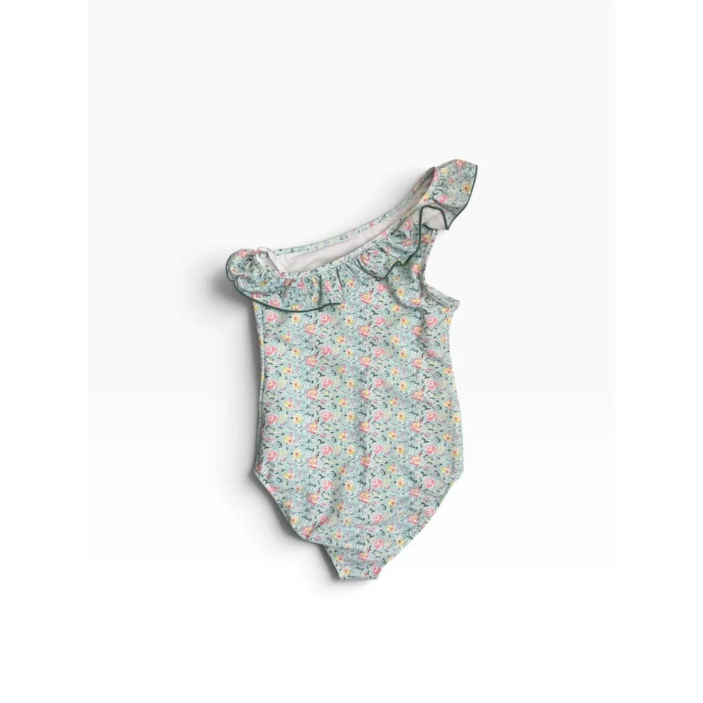 Polo Ralph Lauren Girls Floral One Shoulder Ruffle One Piece Swimsuit 10 NEW*